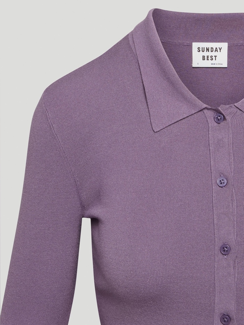 Sunday Best CeCe Dark Lavender / Purple Knit Polo button up Cardigan size small